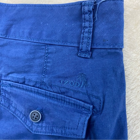 Izod Shorts Mens 36x10 Saltwater Stretch Blue Chino Cargo Shorts Casual Comfort - Picture 5 of 8